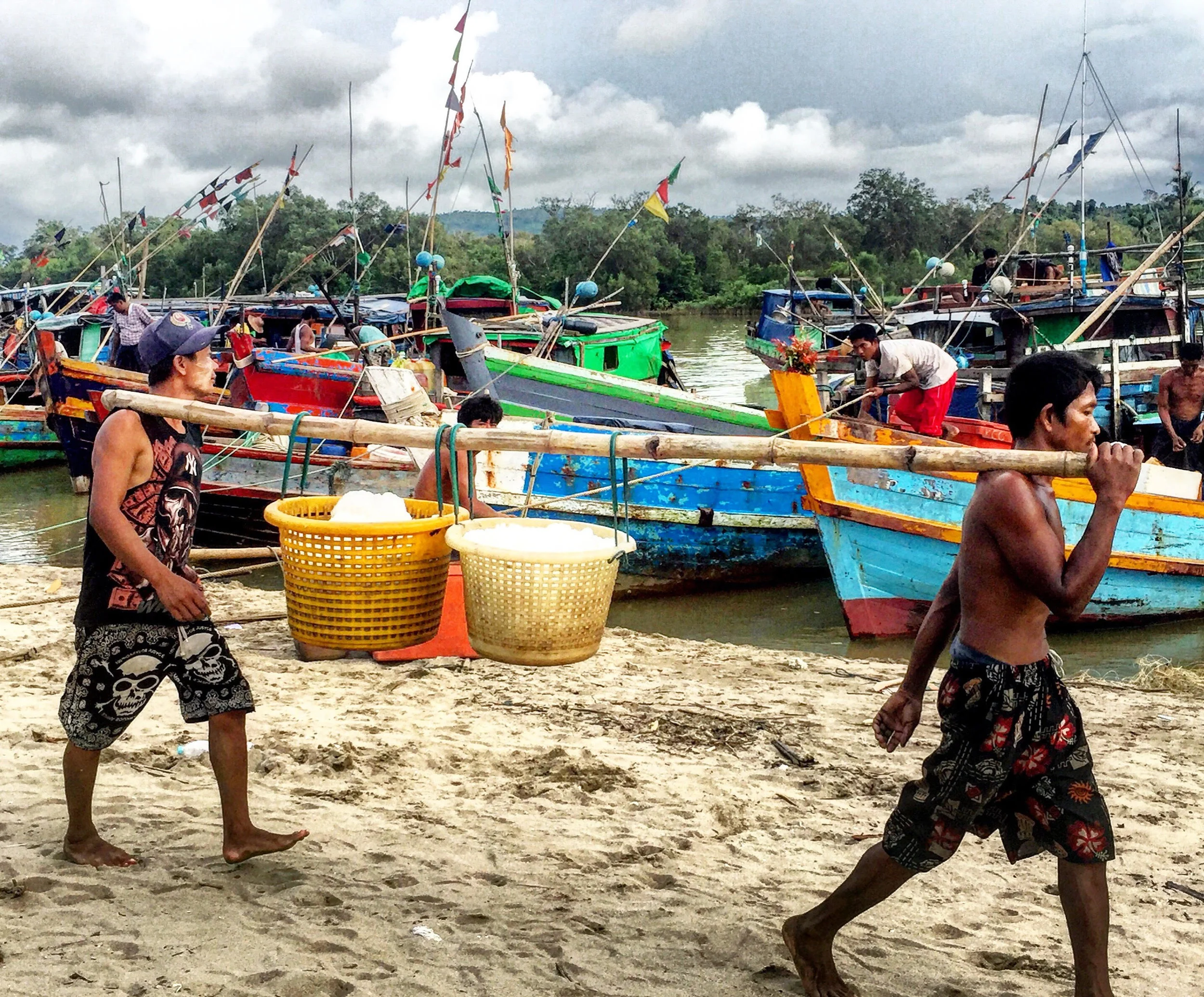A local fishing village. Naturally, all of the boats have passed stringent safety regulations, and all the fisherman operating them have wonderful salary packages including health care.