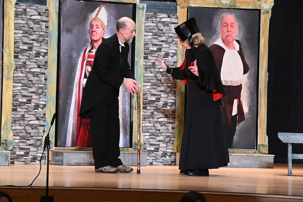 Sir Despard (Ben Hoyer) and Margaret (Marian Shulman) flaunt their new and on the whole more sane professions