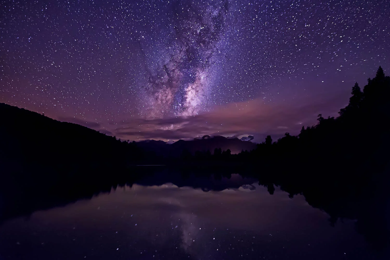 Milky Way, Lake Matheson. New Zealand.