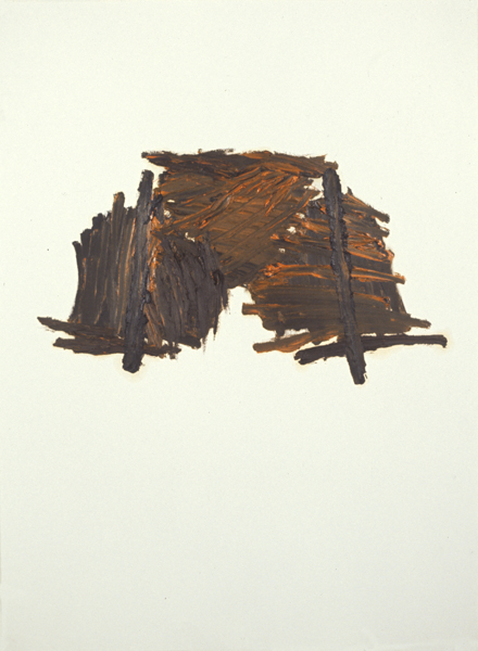   Hut with Post and Lintel,  1975. Oil on paper. 30 x 20 in. 