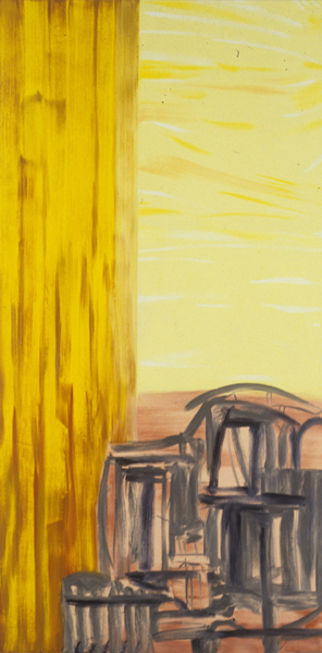   City with Yellow Sky , 1994. Oil on linen. 96 x 48 in. 