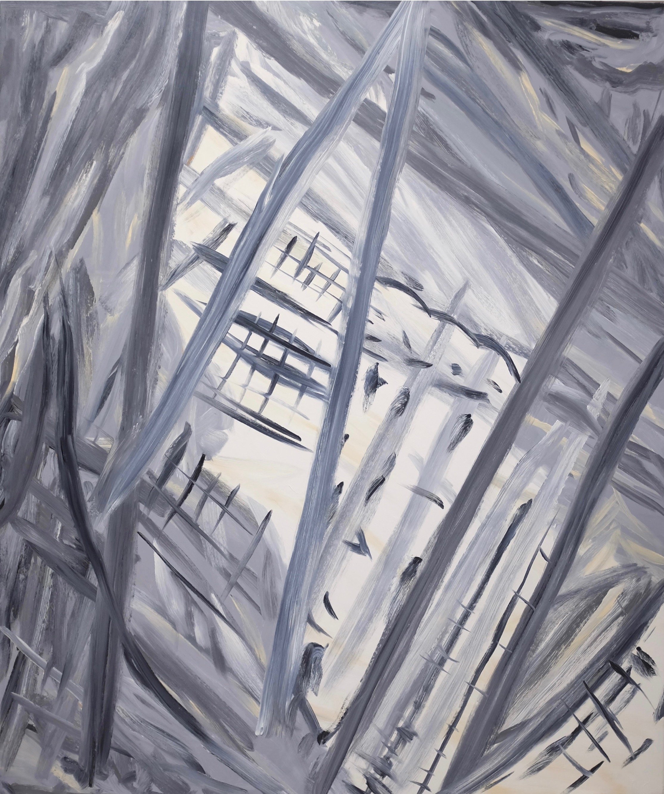   Grey Cityscape , 1990. Oil on canvas. 72 x 60 in. 