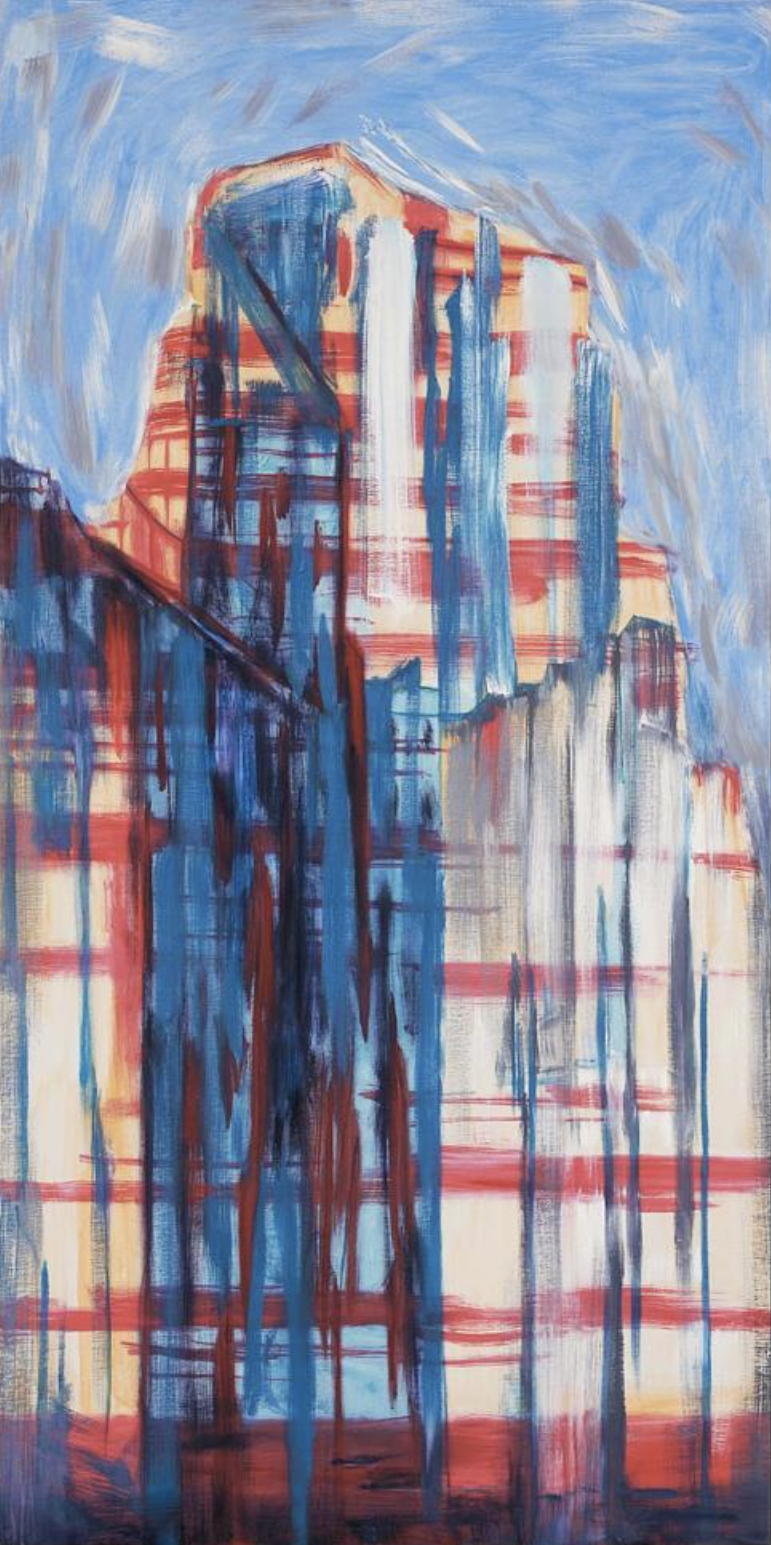   Cityscape with Blue Shadows No. 3 , 1994. Oil on linen. 96 x 48 in. Collection  Museum of Fine Arts, Boston  