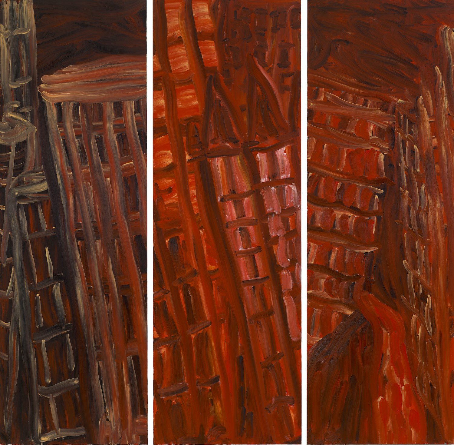   Central Character , 1983. Oil on canvas. Triptych, 90 x 90 in. Collection Portland Museum of Art, Portland, Maine 