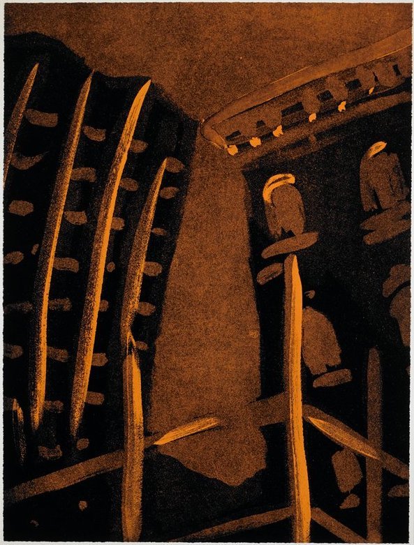   Intersection , 1985. Screenprint and aquatint on paper, edition of 36. Vermillion Editions Limited, Hopkins, Minn. 31 × 23.5 in. Collection Colby College Museum of Art, Waterville, Maine;  Weisman Art Museum , University of Minnesota, Minneapolis 