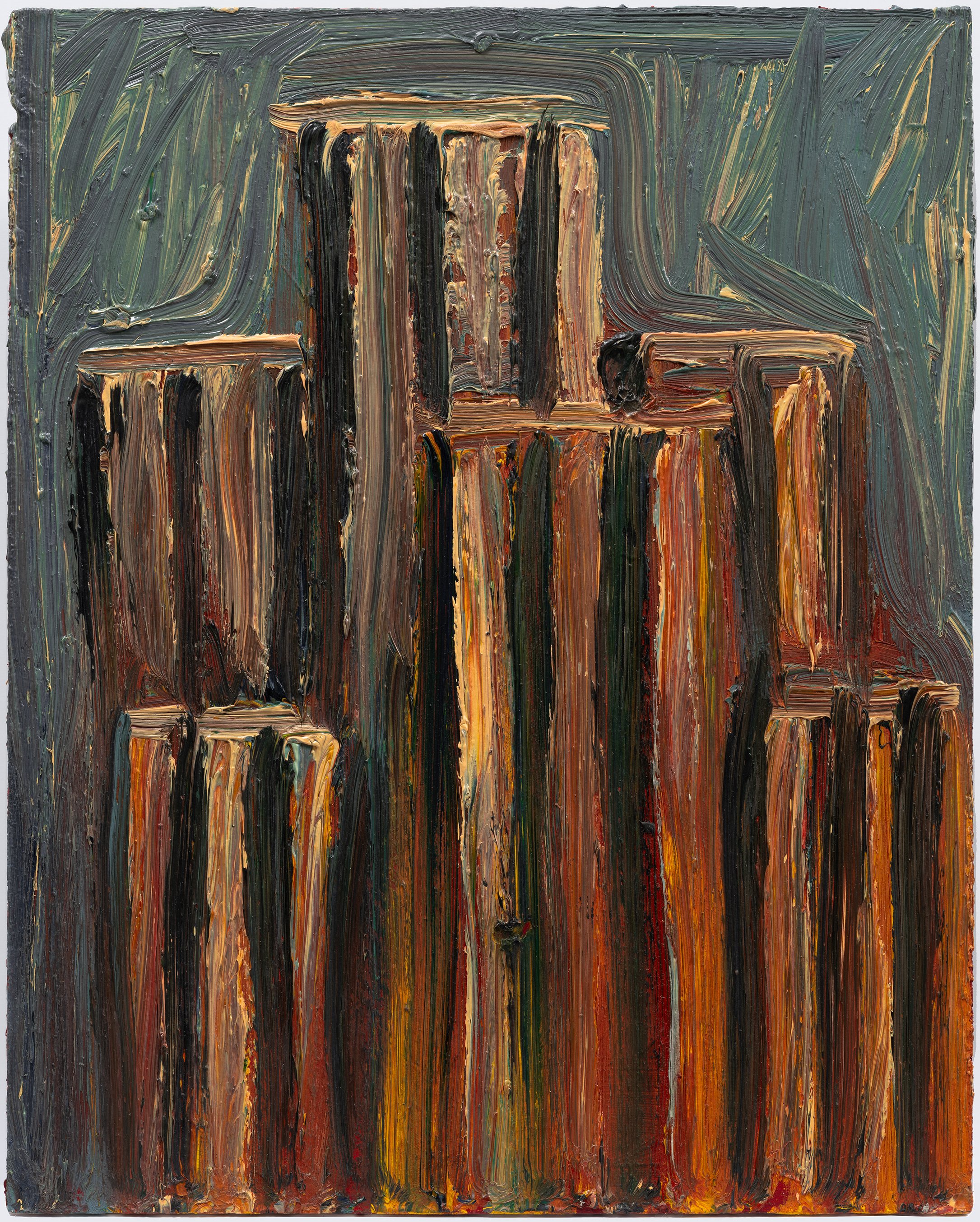   Study for “Untitled (Black Orange Aqua),”  1983. Oil on planel. 15 x 12 in. 