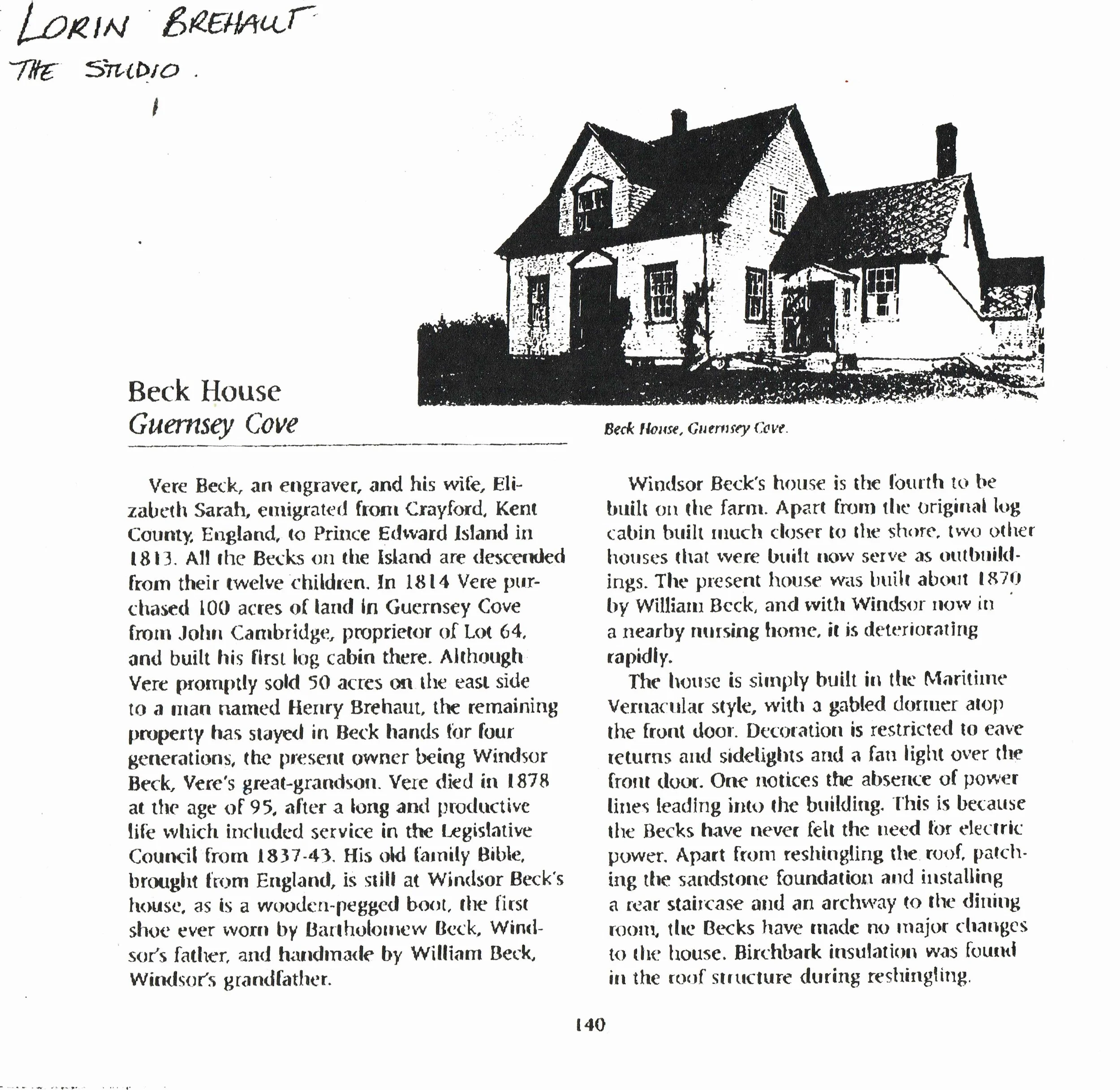 History of the Beck House