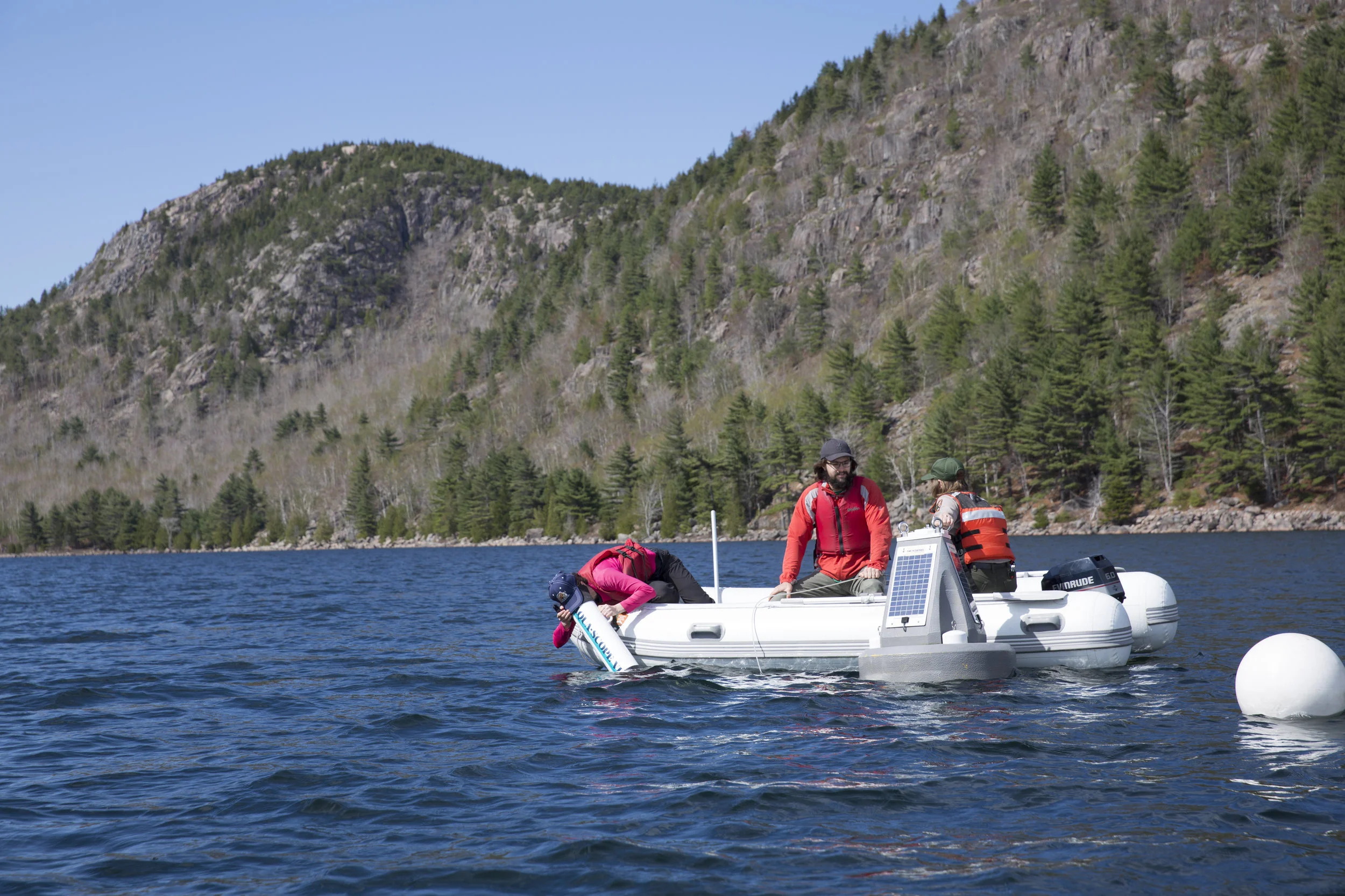 Rachel checks out the underwater instrumentation