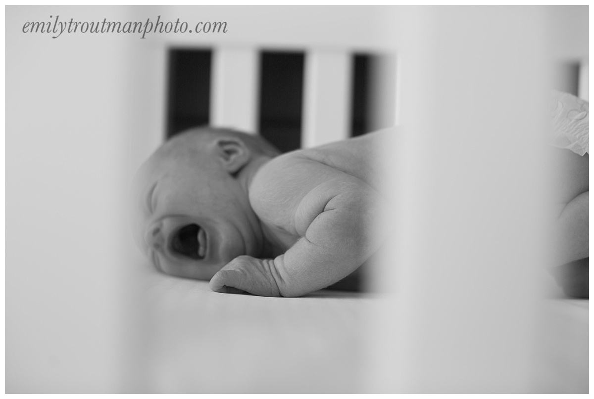 He was NOT a fan of his crib you can see...