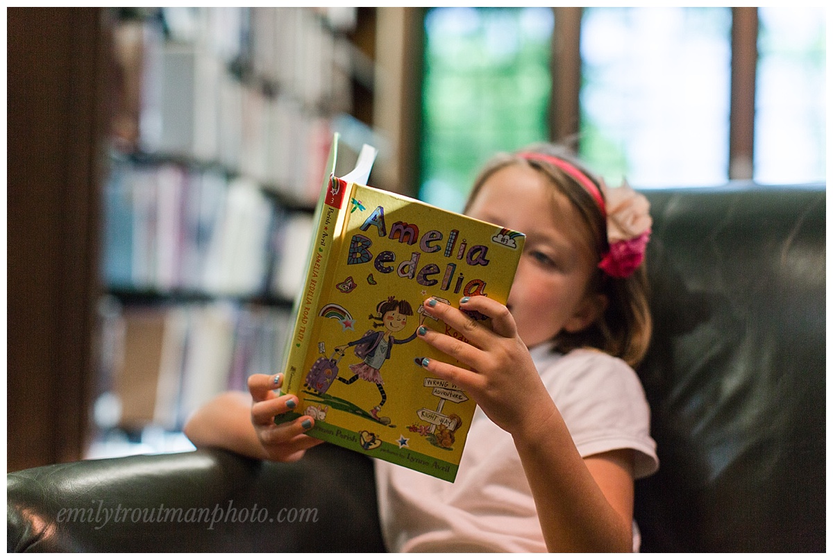 Macy is enjoying the silly antics of Amelia Bedelia!