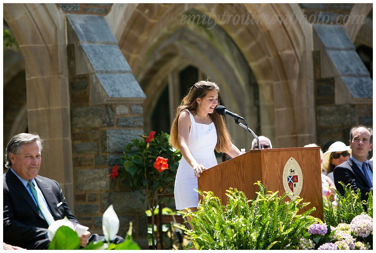 Co-President Juliette Neil ’16 acknowledged her deep uncertainty about her future and who she would be in it, and her fear of experiencing failure outside the relative safety of St. Andrew’s