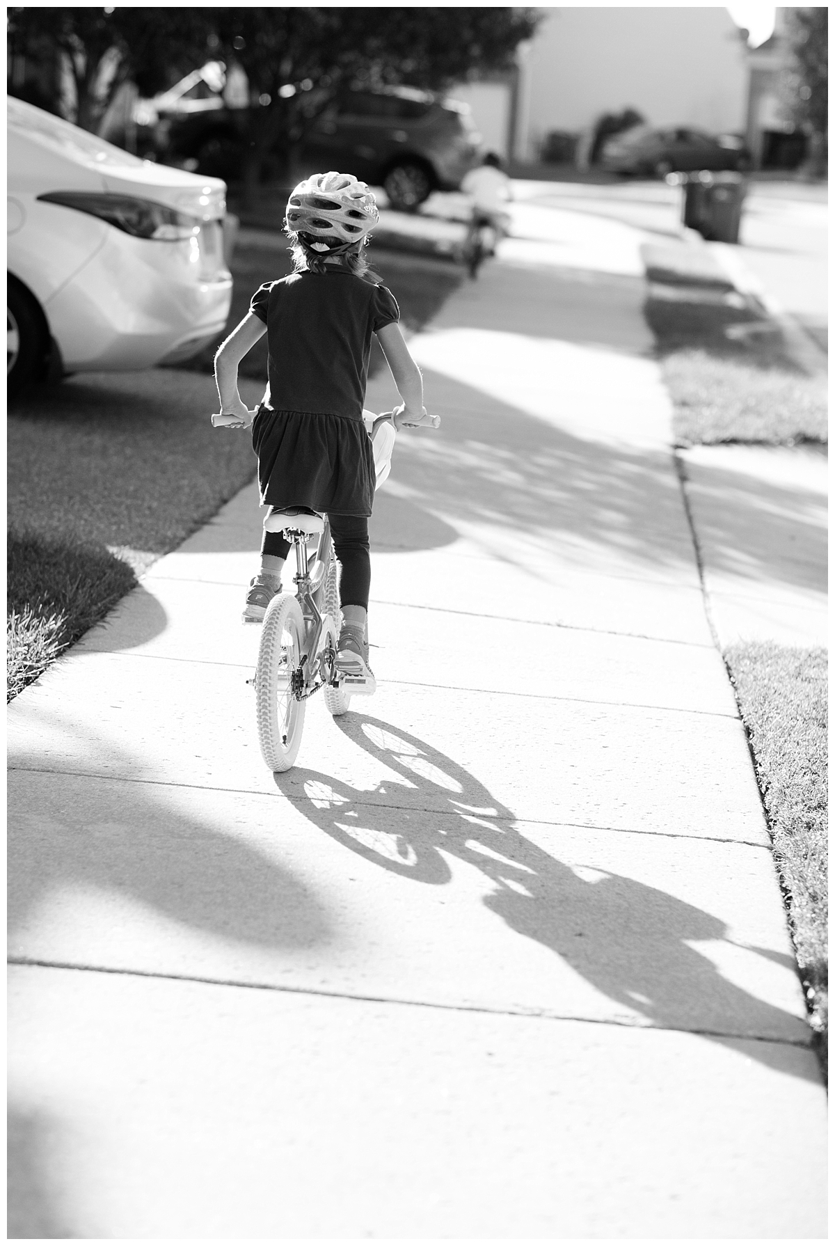 Off we go...this girl came home one day a week ago and said, "Mom, take these training wheels off," and she never looked back! 