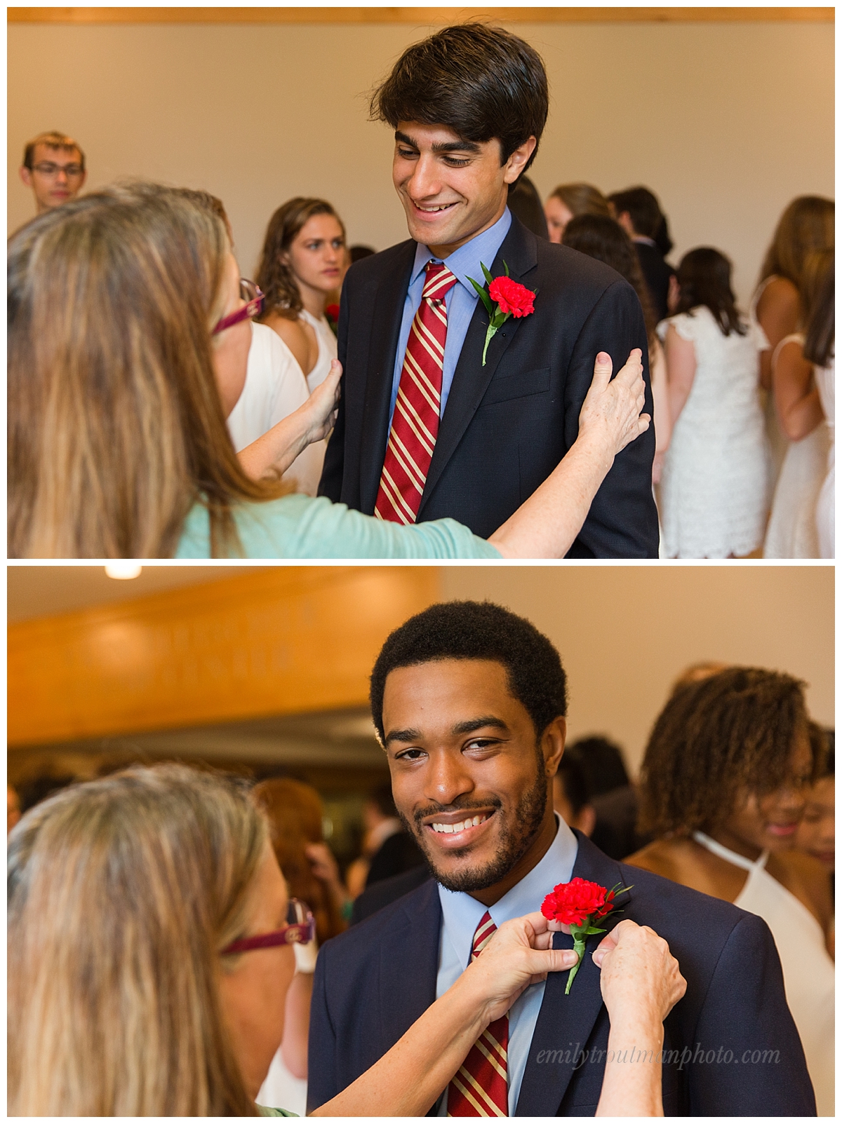 The tradition of pinning a red carnation on the gentlemen has been a long standing one!