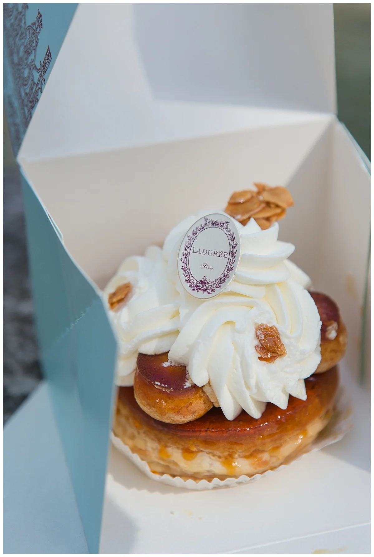 A delicious and fancy Laudree cream puff before I consumed it in its entirety!