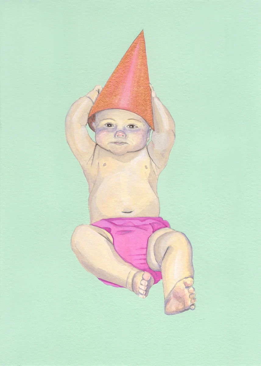 Reluctant Little Gnome with Rose Gold