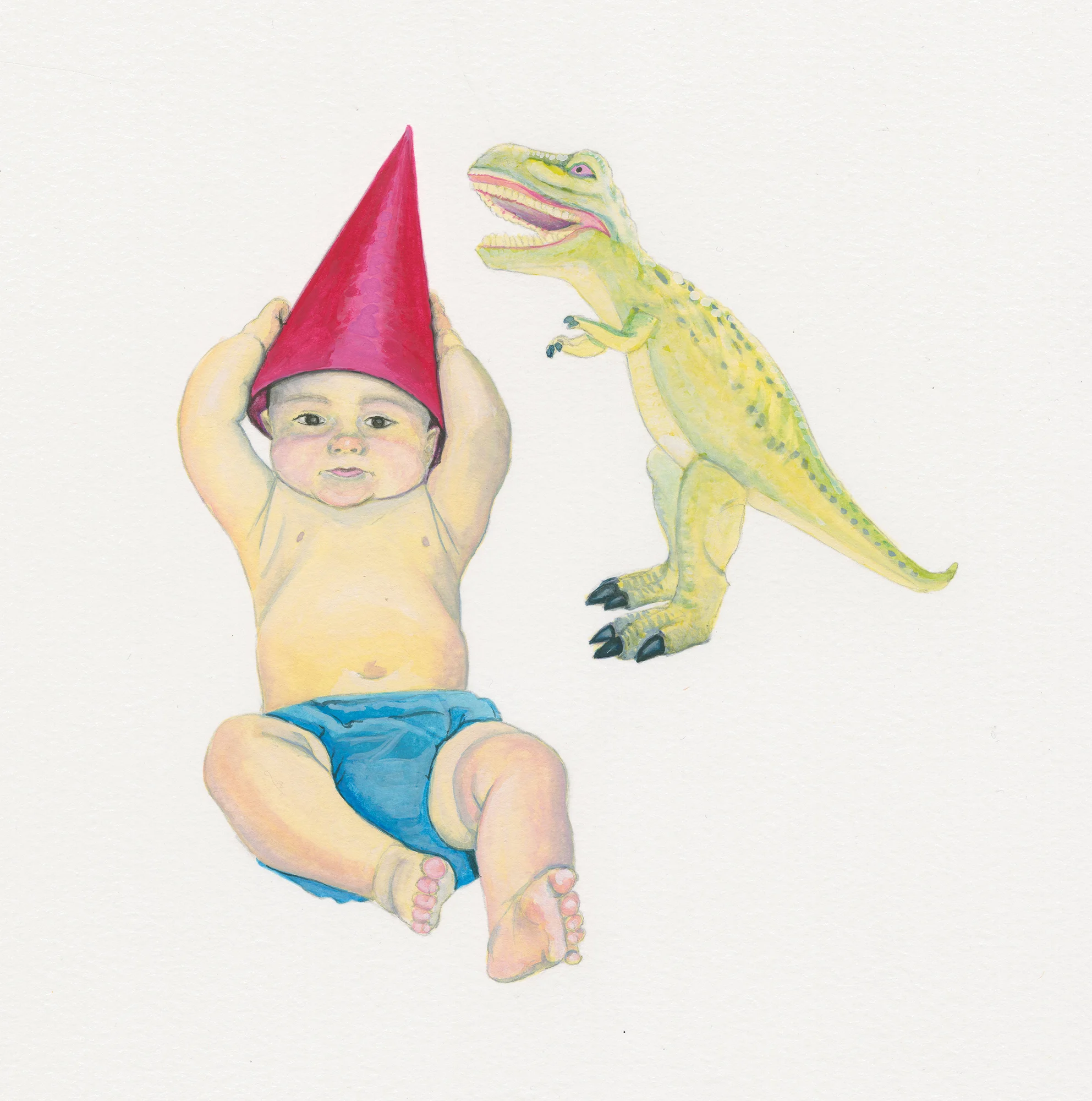 Reluctant Little Gnome with T-Rex