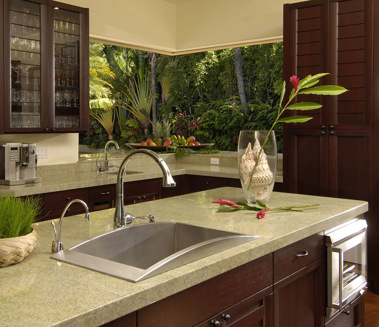 Lifestyle Design Studio Inc.; lifestyle; design; studio; kitchens; kitchen; living spaces; award wining design; luxury; residences; residential; Hawaii; Pacific Rim; bath; bathroom; homes; home; Roxanne Okazaki; CKD; detail; interior designers; architects; Premier Custom Built; Artcraft Kitchens; Sub Zero Wolf; Riggs Distributing; cabinetry; cabinets; refrigerators; freezers; wine storage; appliances; kitchen designer; veneer; hardware; stainless steel; wood; doors; drawers; contemporary; Mizuki; walnut; island; hood; cooktop; cooking hearth; glass tile; backsplash; sink; faucet