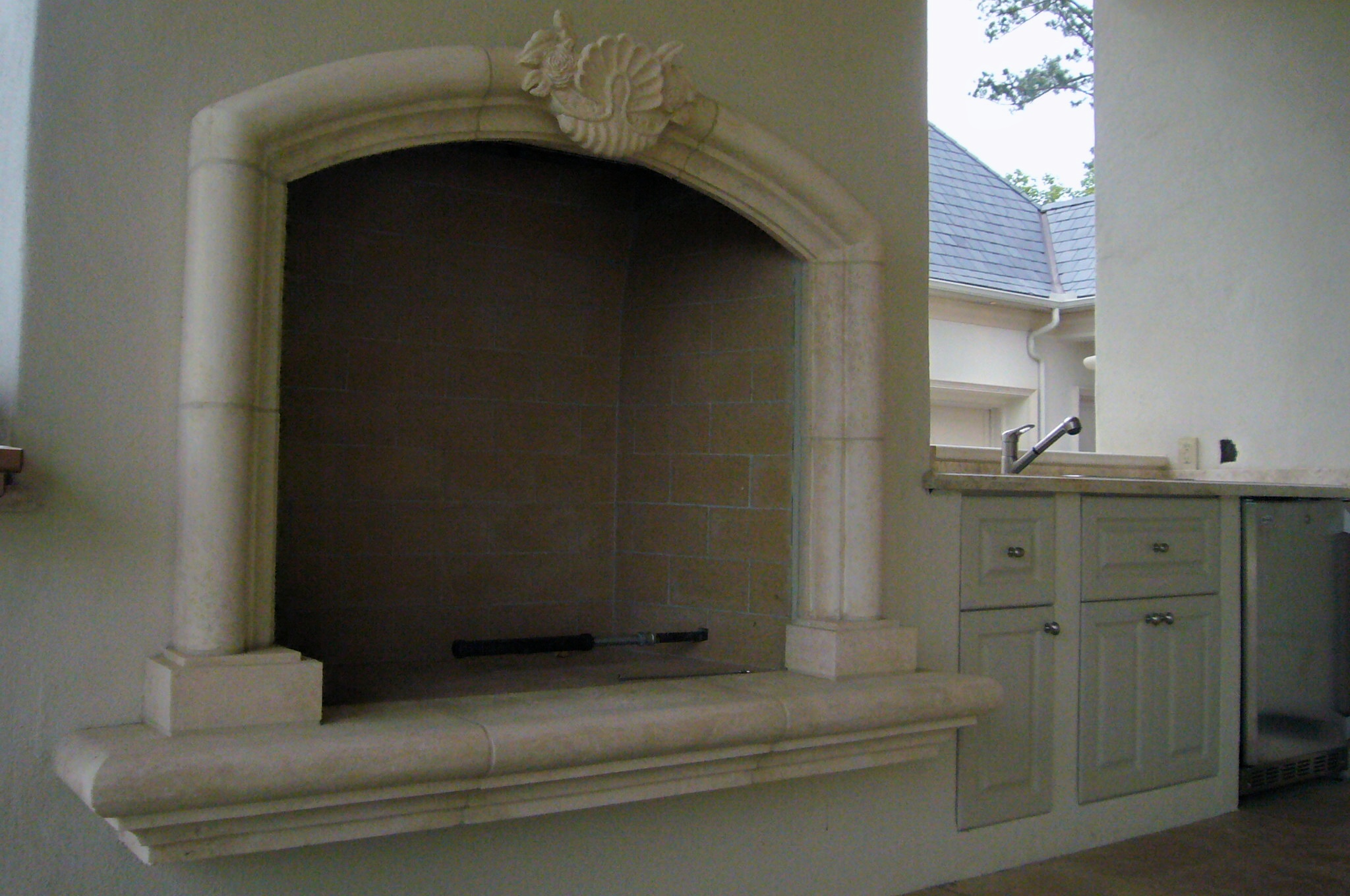 Summer kitchen fireplace