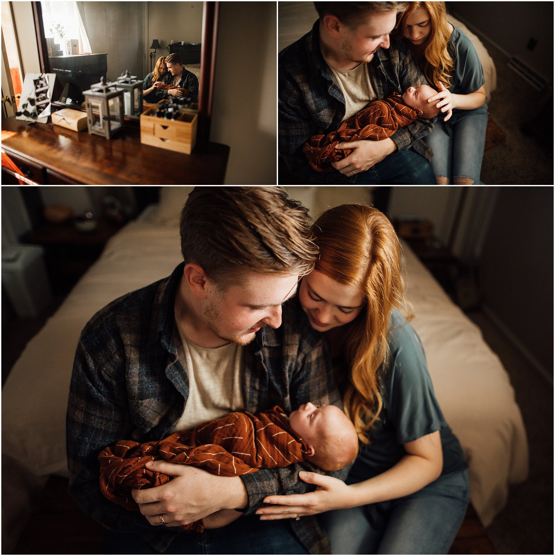 Kelly Lovan Photography | southern indiana newborn photographer | newborn photography style | newborn photography posing ideas | newborn photo mom and dad | newborn photos snuggling 