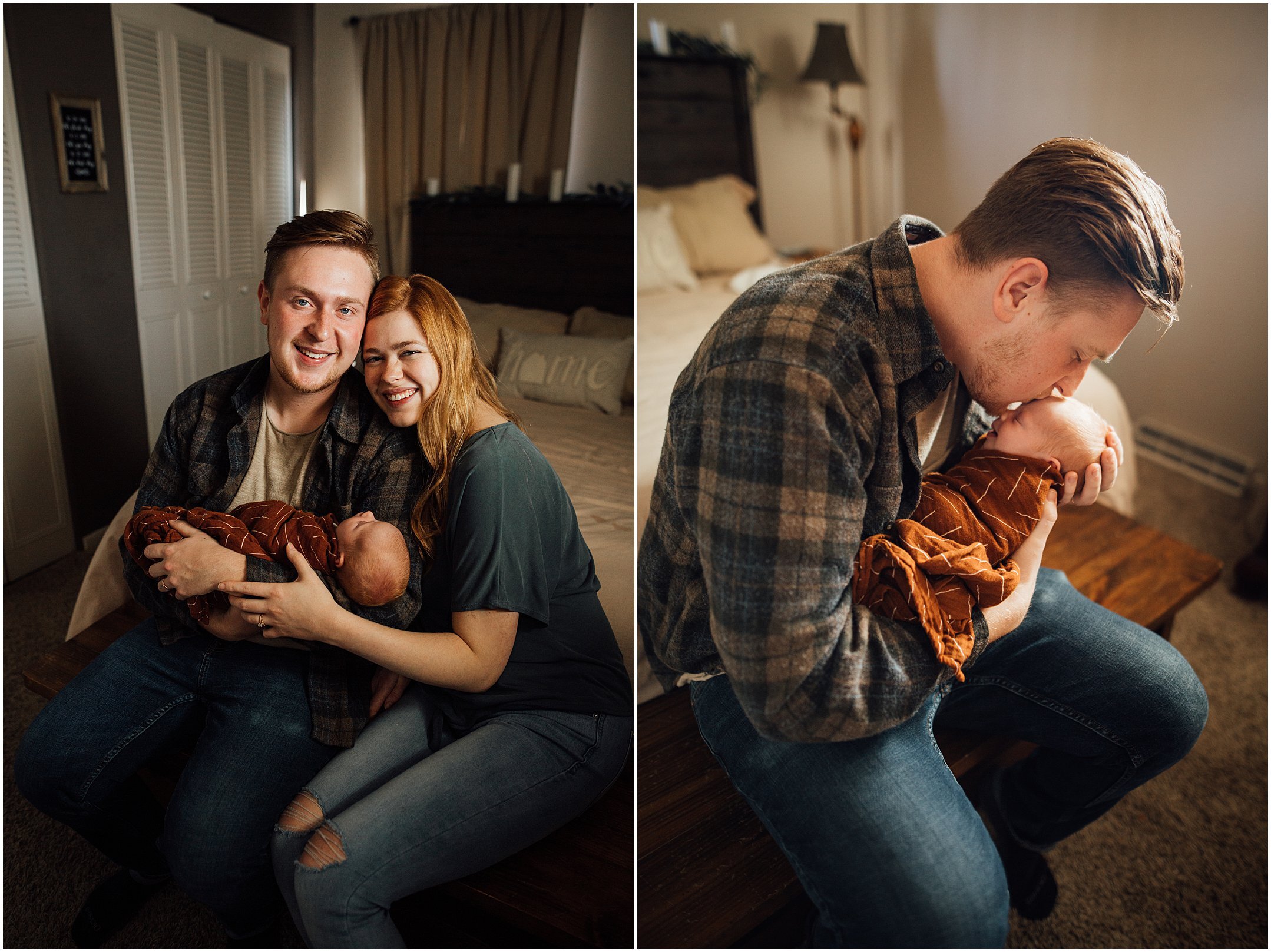 Kelly Lovan Photography | southern indiana newborn photographer | newborn photography style | newborn photography posing ideas | newborn photo mom and dad | newborn photos snuggling 