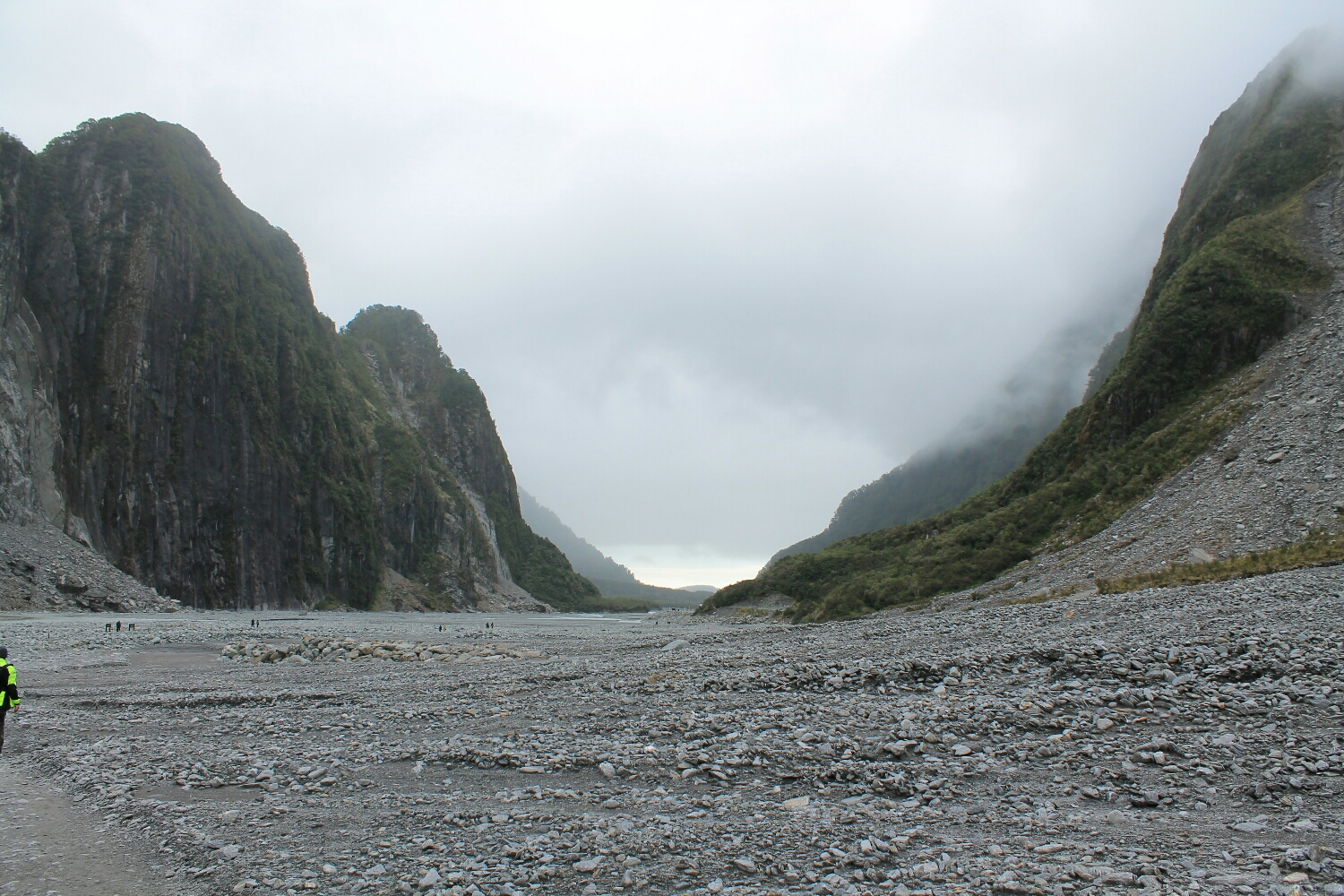 The huge valley the glacier made from its recession.