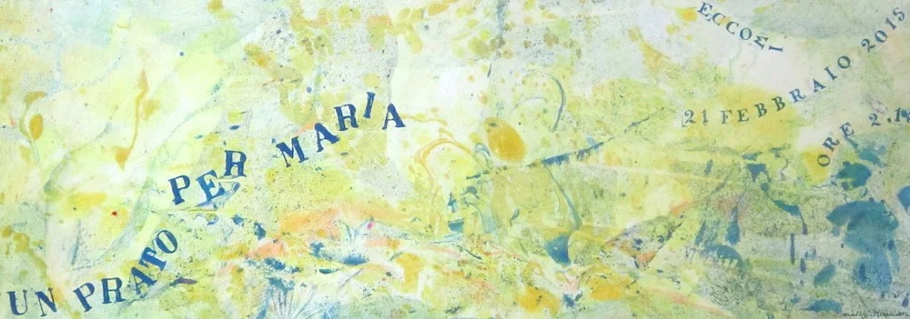 Un prato per Maria - 2015, olio su carta, carta Alcantara, 24,5 x 69,5 cm