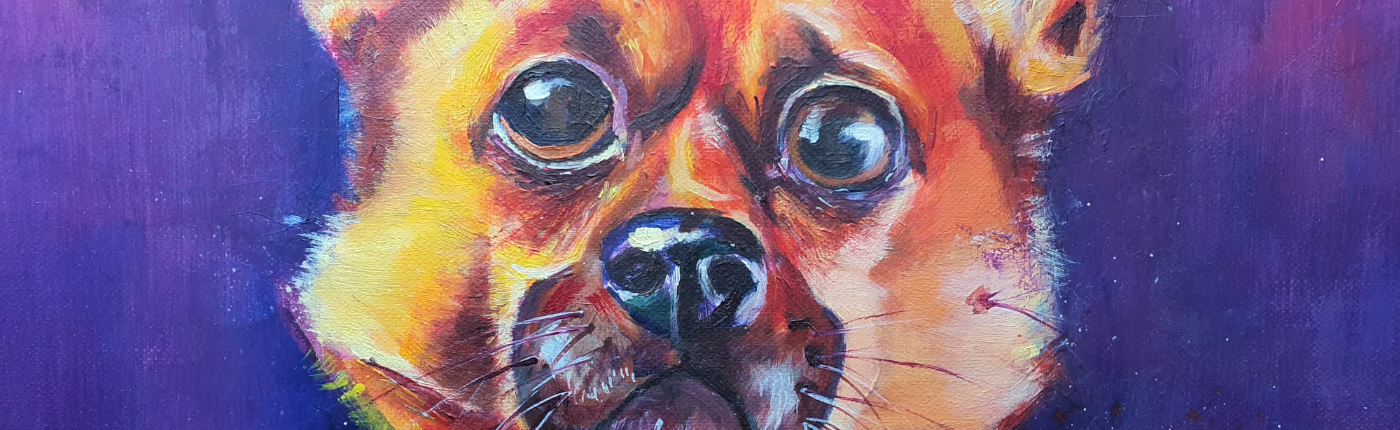oil painting commission portrait of dog by London artist alexgringo
