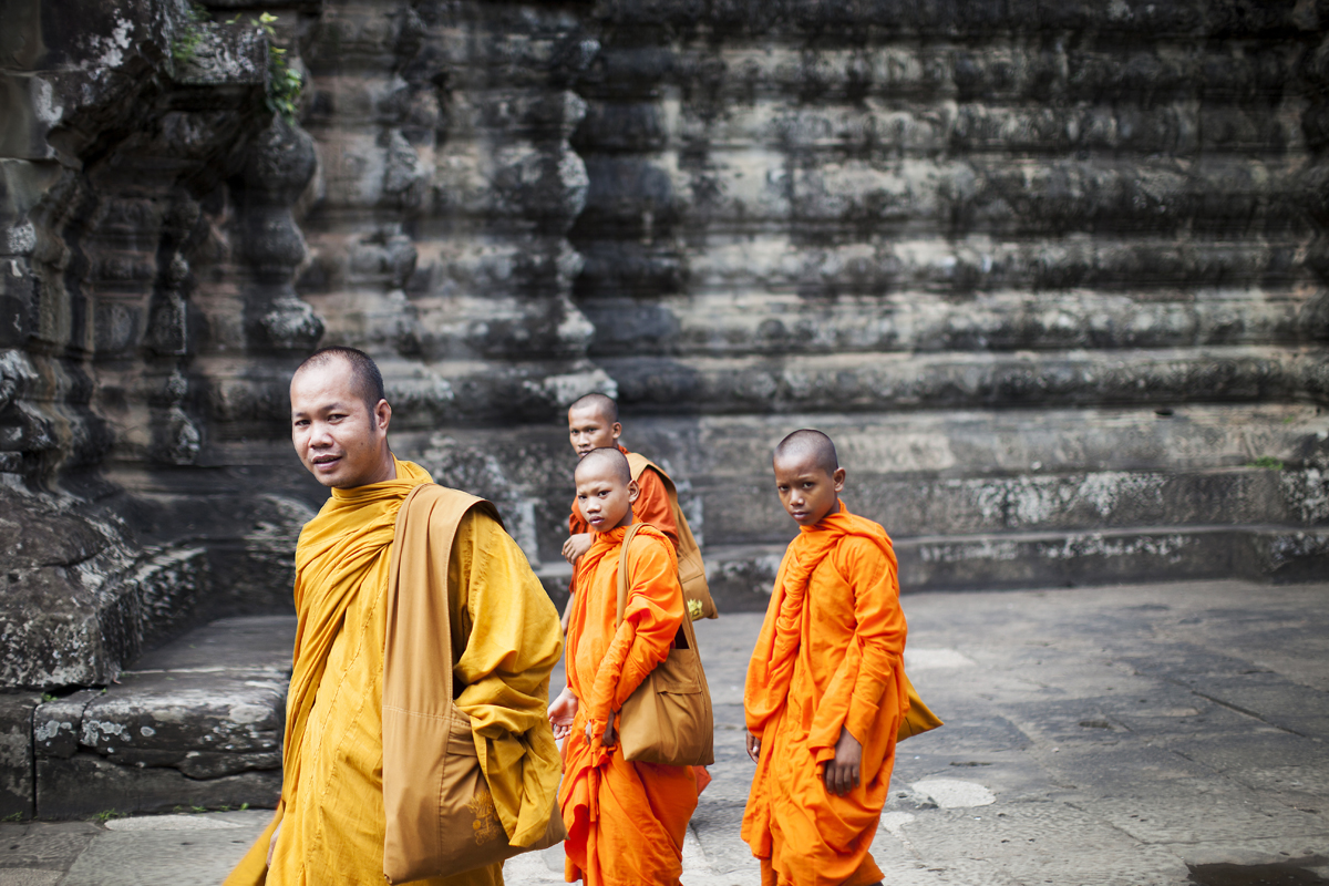 monks walking at angkor wat temple. san diego commercial photography, san diego commercial photographer, southern California commercial photographer, California commercial photographer