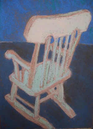 Child's Rocker Blue Green and Pink.