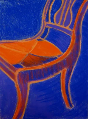 Blue and Orange Lyre Back Chair.