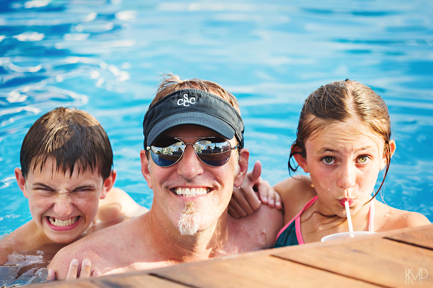 Pool time during happy hour.