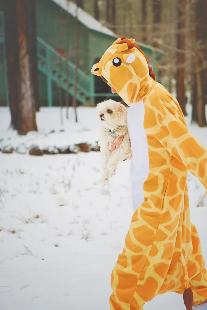 When the pup runs away, the giraffe saves the day. AKA - Tyler. 