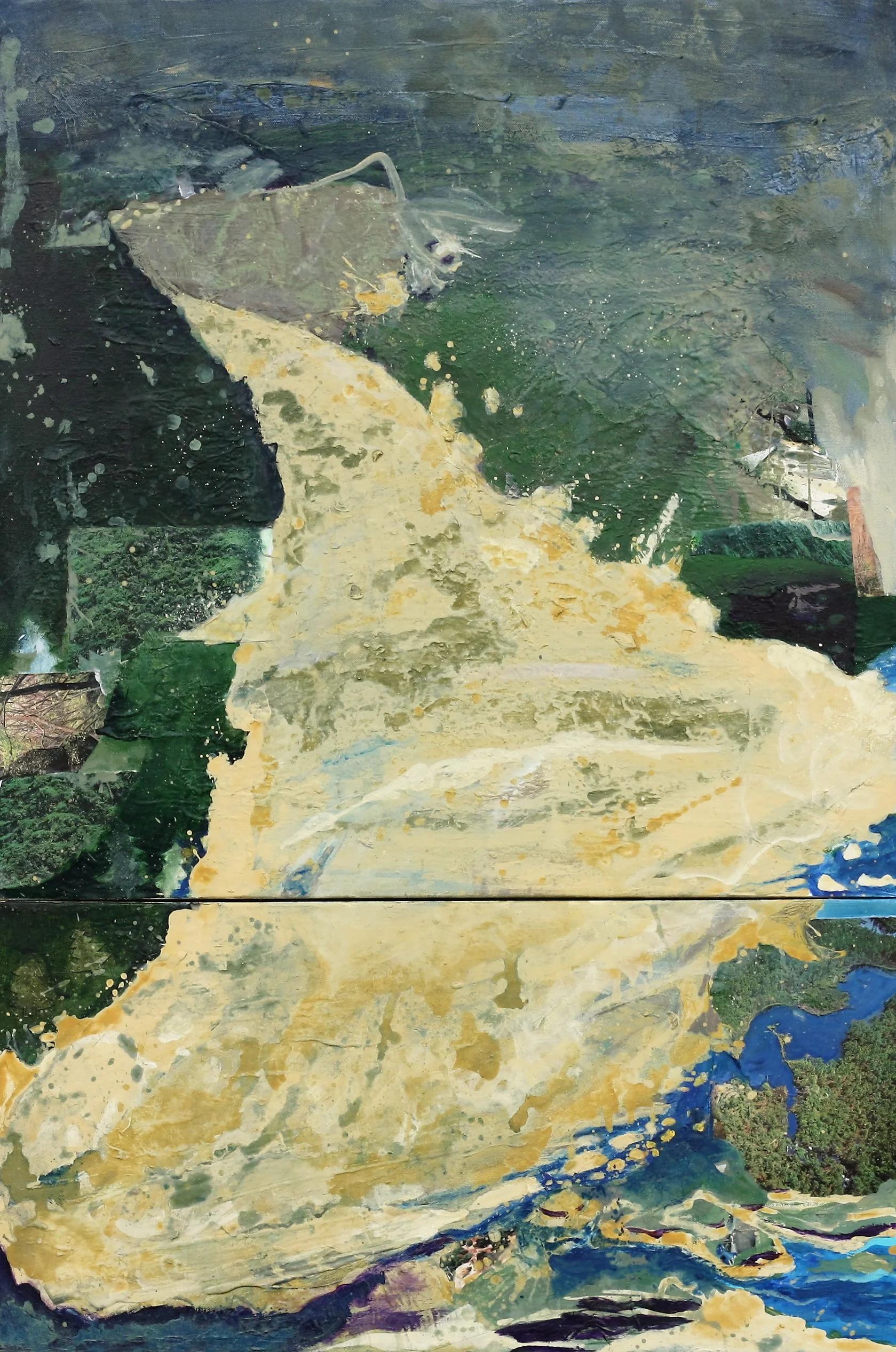 Landslide Flooded the River (diptych)