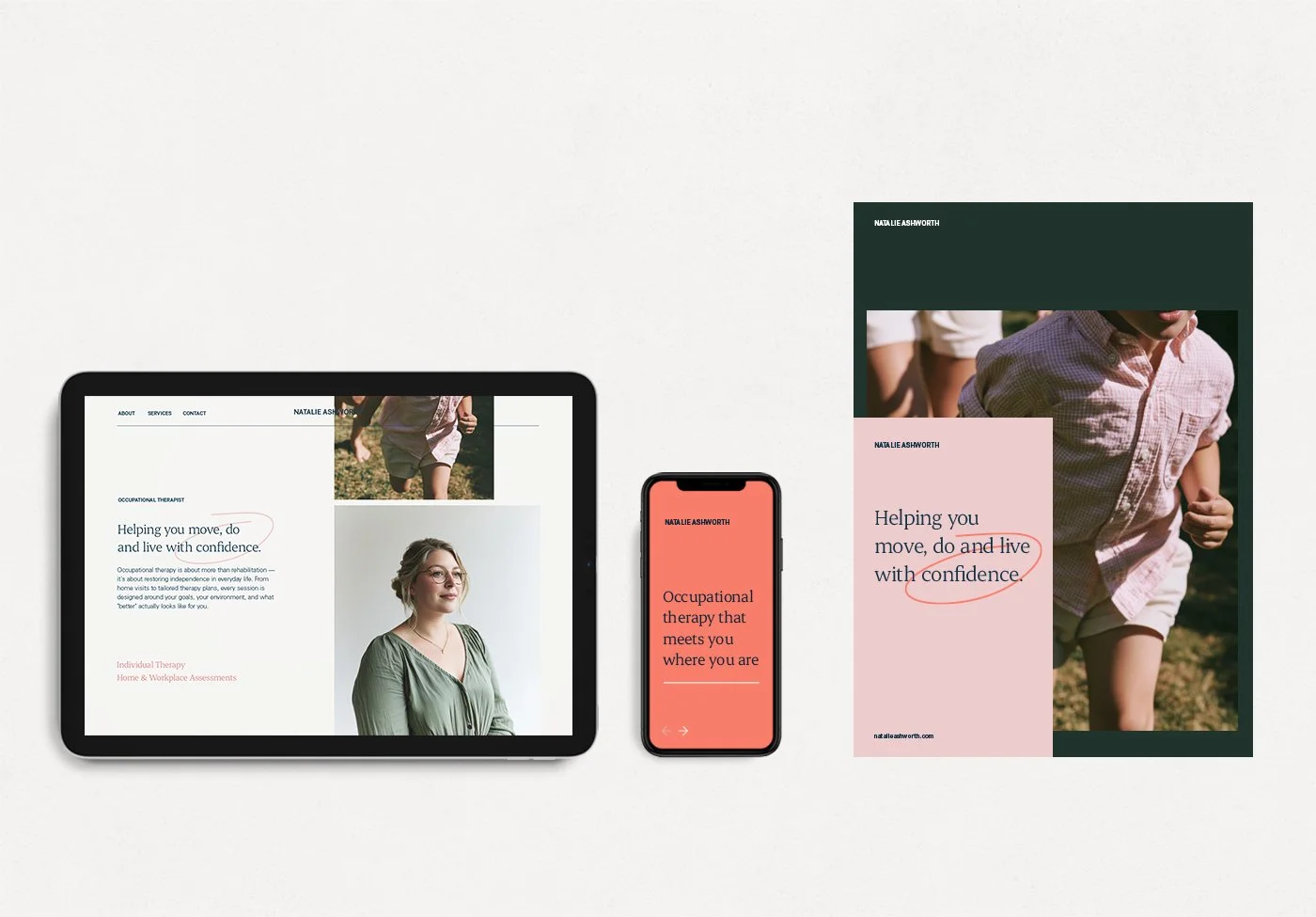 Visual identity branding website design, colour palette and typography