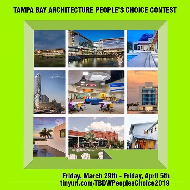 🗯 Voting closes T O M O R R O W for the Tampa Bay Architecture People&rsquo;s Choice Contest! 🏢✔️ Place your vote now by clicking the link in bio. The winner will be announced this Saturday, April 6th at The White Party. Get your vote on!

All cont