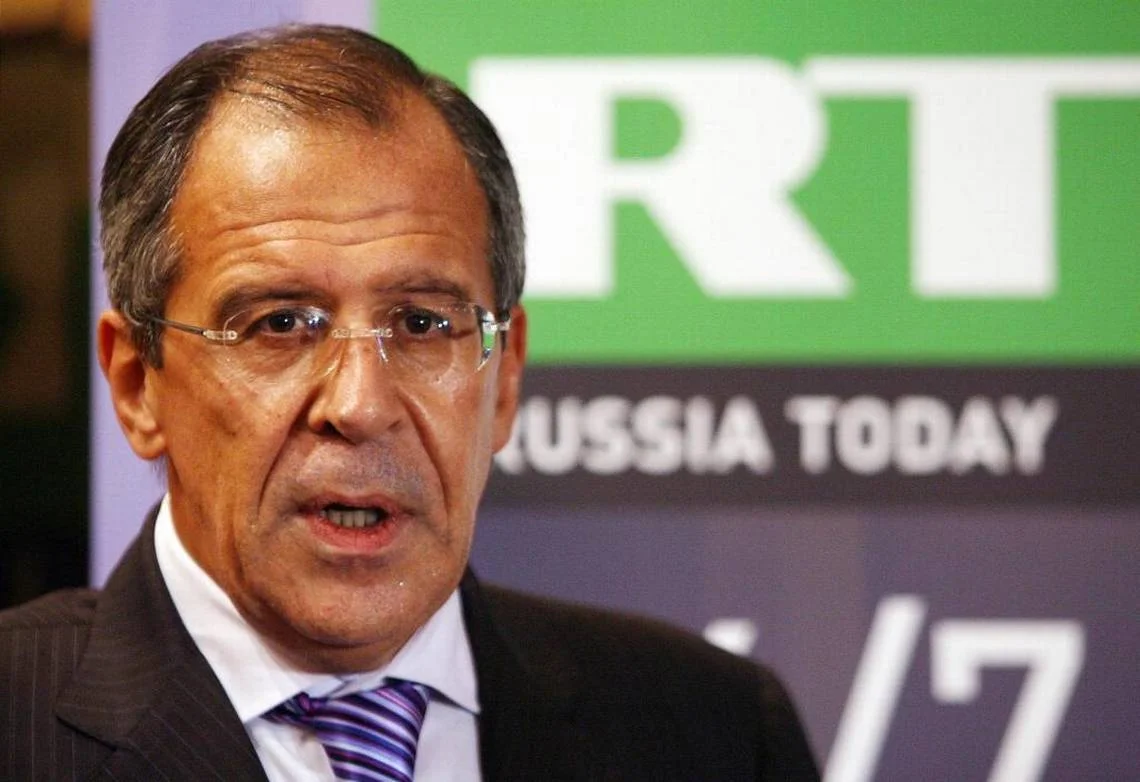 Sergey Lavrov, Minister of Foreign Affairs of the Russian Federation, speaks to the press at the presentation of Russia Today and Russia al-Yaum English and Arabic news channels, Thursday, Sept. 27, 2007 in New York. DIMA GAVRYSH AP