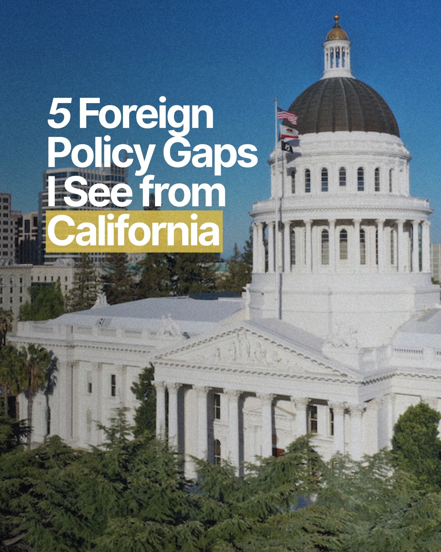 Washington looks east toward Europe and the Atlantic. California faces west toward the Pacific. That geographic difference shapes how I analyze threats, opportunities, and where American foreign policy should focus.

foreign policy &bull; California 