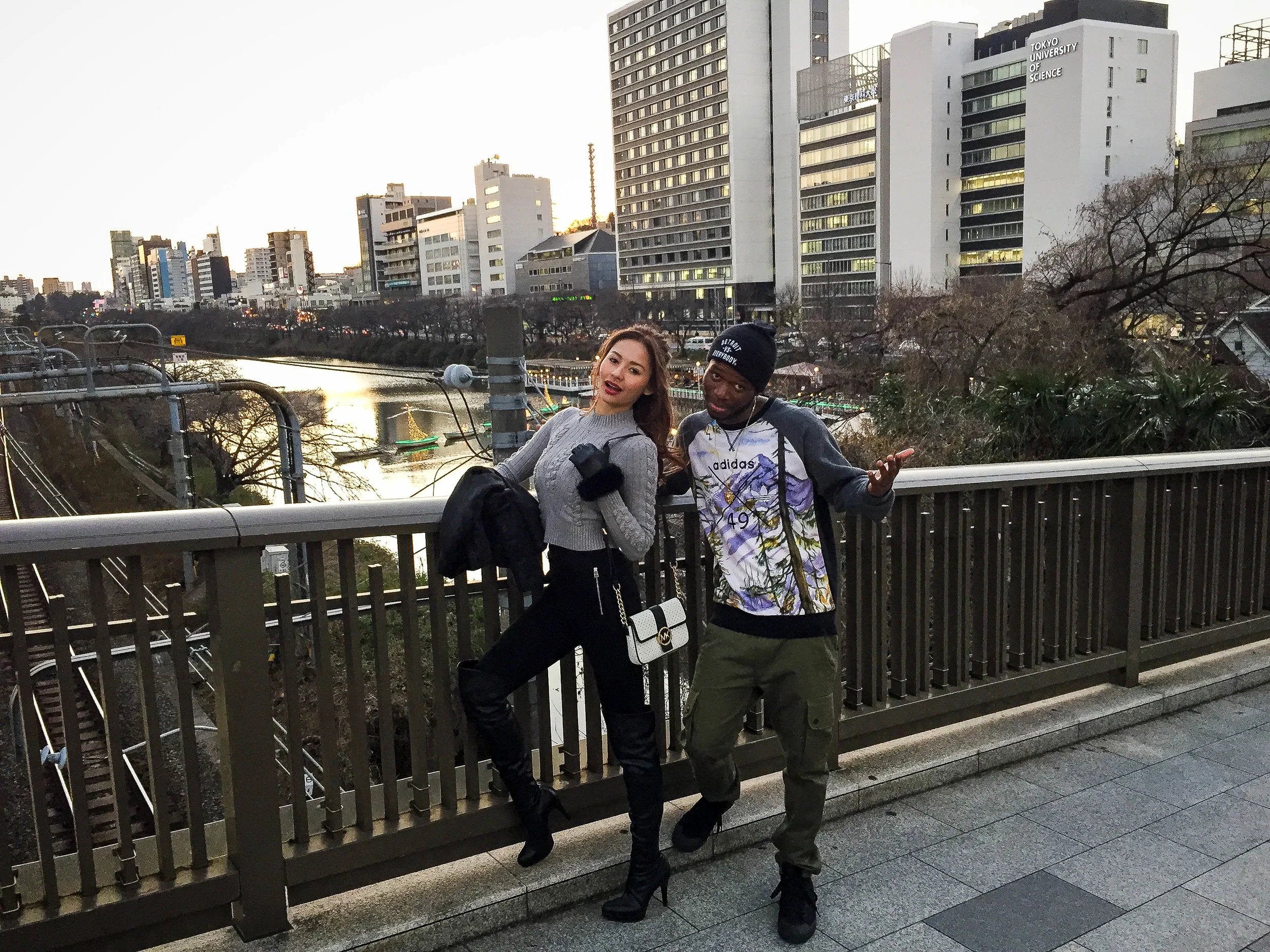 Gigi and DJ Mo Beatz wrapping up a day of shooting in Tokyo - KAGURAZAKA