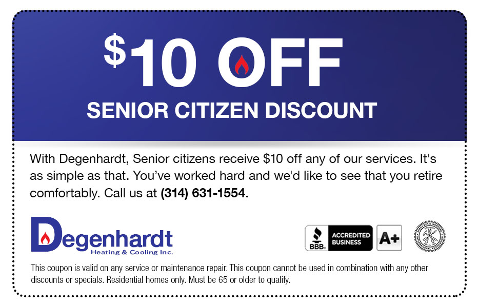 $10 Senior Citizens Discount Heating and Cooling