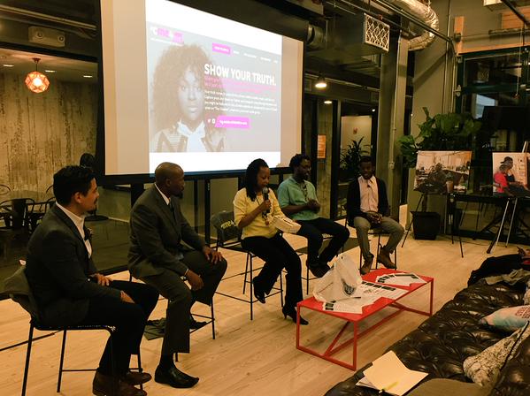 I (far right) spoke on the "Changing the Narrative" panel on the responsibility journalists have in the media in April 2015.