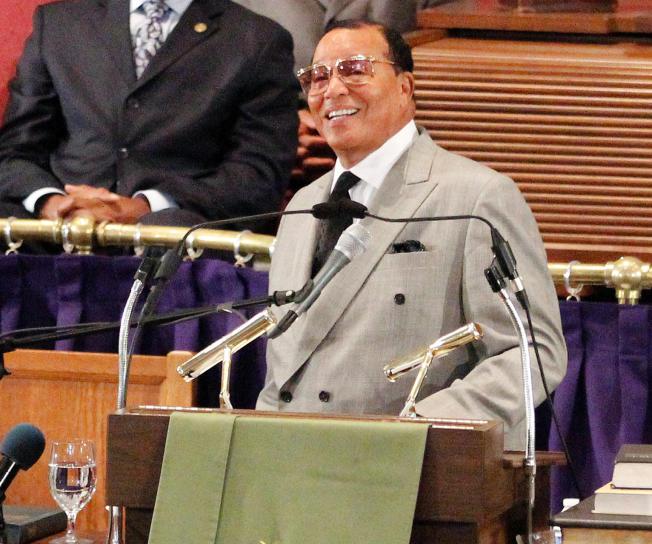Louis Farrakhan speaks at the Metropolitan AME Church in Washington to announce plans for the Millions for Justice march to be held in Washington on Oct. 10, during a news conference Wednesday, June 24, 2015. (AP/ Washington Post )