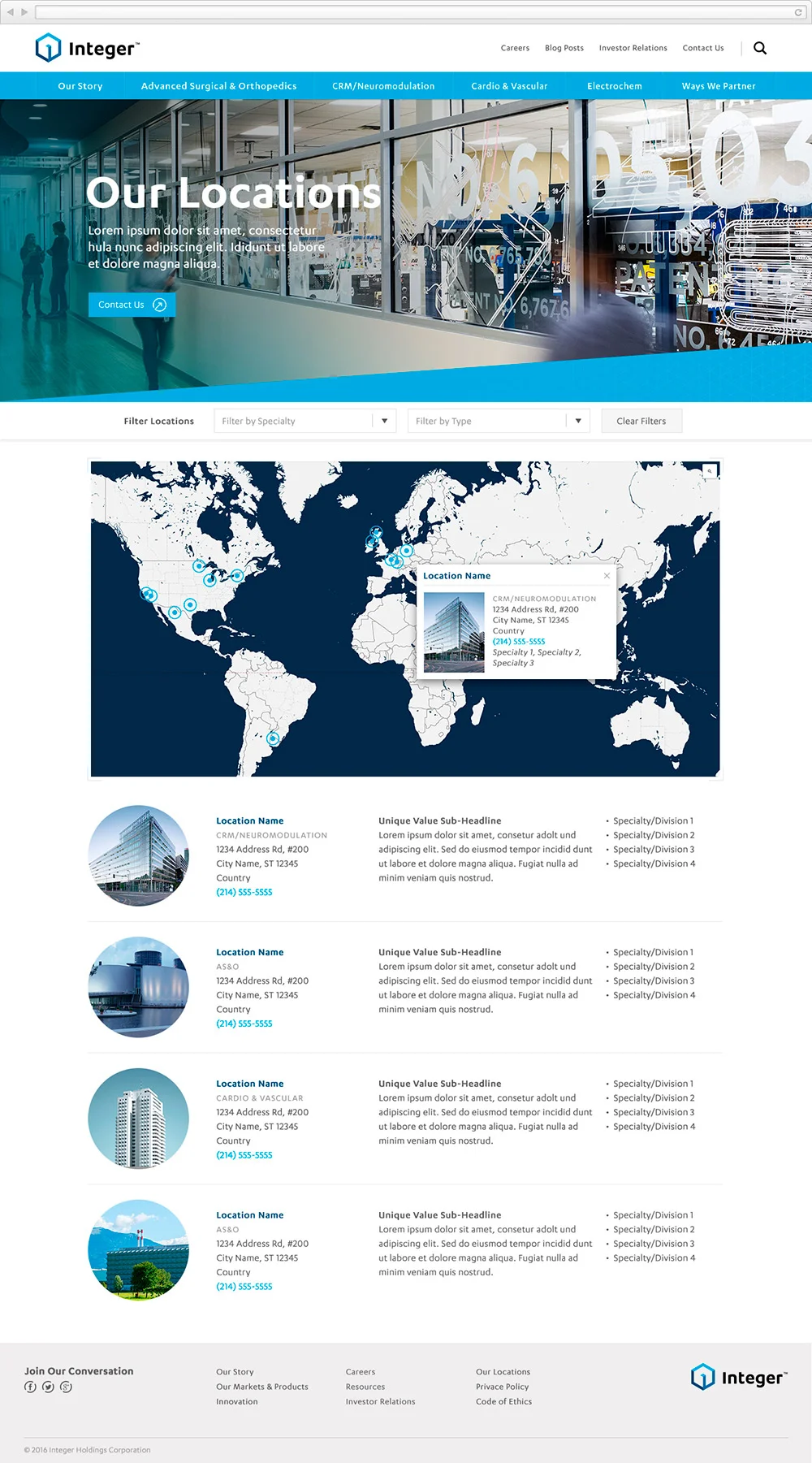 Website desktop layouts
