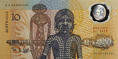 1988 Commemorative Ten Dollar Note with Morning Star Pole artwork and other designs