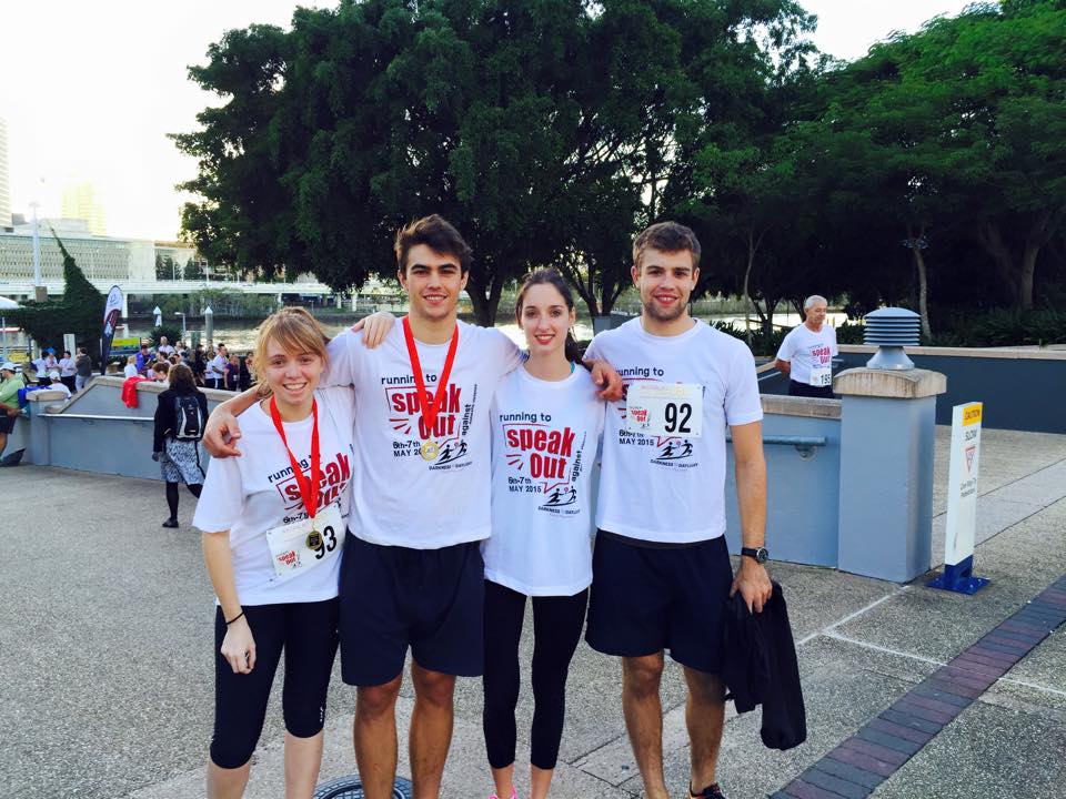 UQLS Running Club participants Amy, Will, Sarah and Hamish.