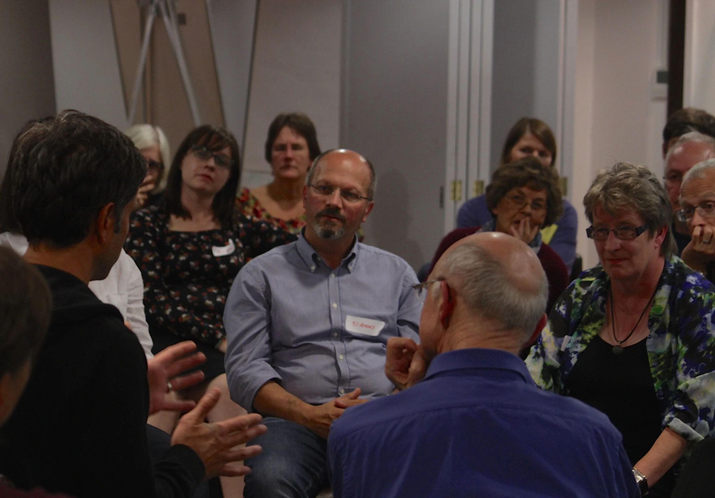 Panel discussion: (from right) Helen Rowlands, Gianni Francesetti, Ed Fellows, Malcolm Parlett.  Image courtesy of the British Gestalt Journal. 