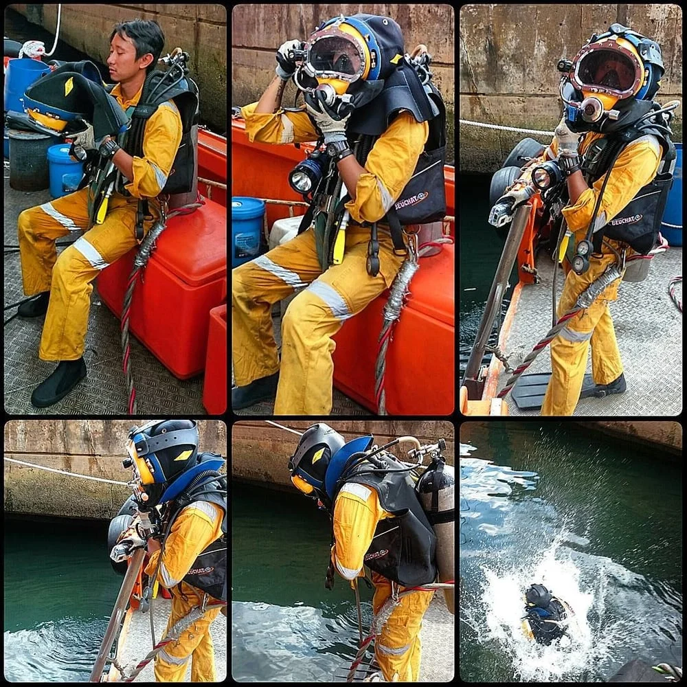 Darren in his usual get up before taking the plunge into the deep sea.