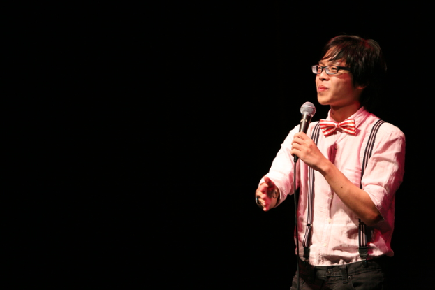 Sam See (Above) performing at the DBS Arts Centre.