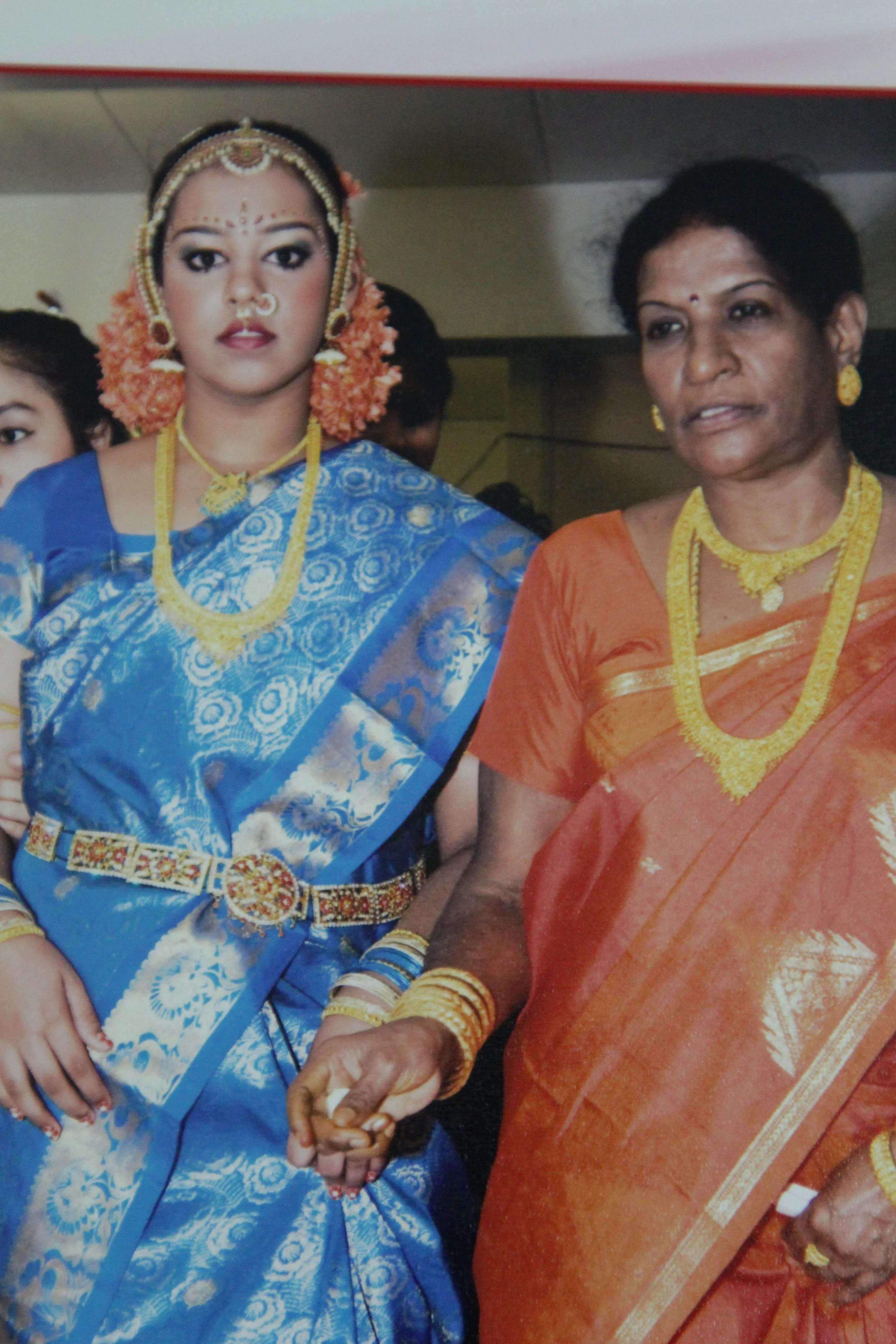 Nivitha arriving at her Sadangu ceremony with her grandmother