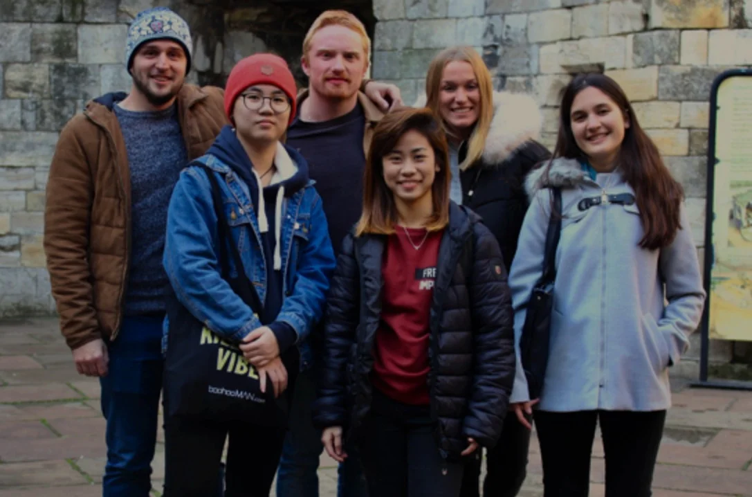 Hannah (second from right) with her friends from Northumbria
