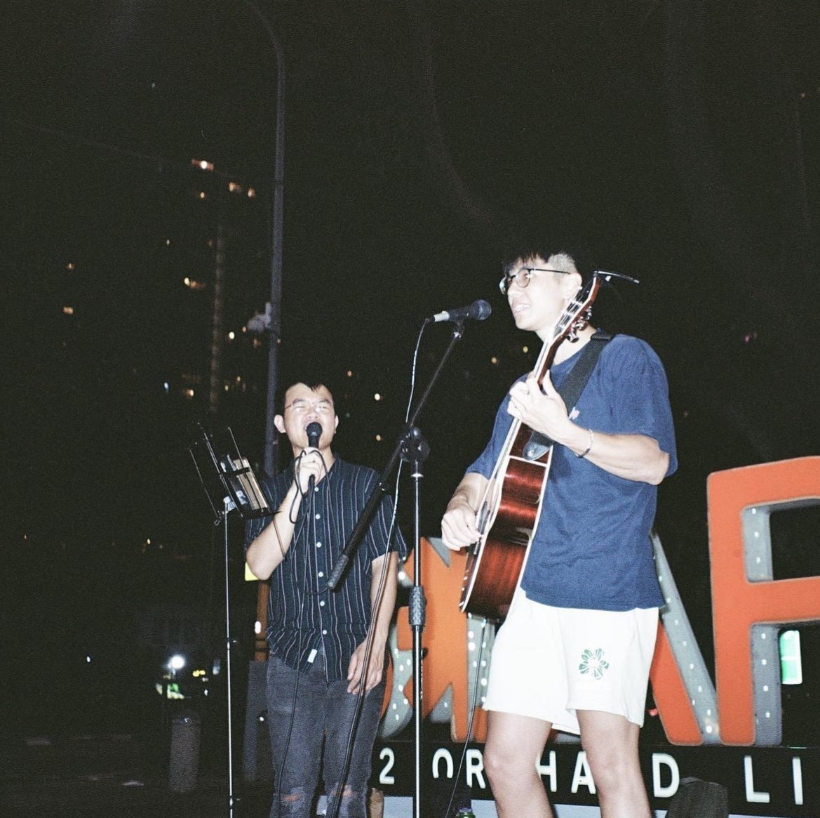 Lucas and his friend, Gaston, busking at SCAPE